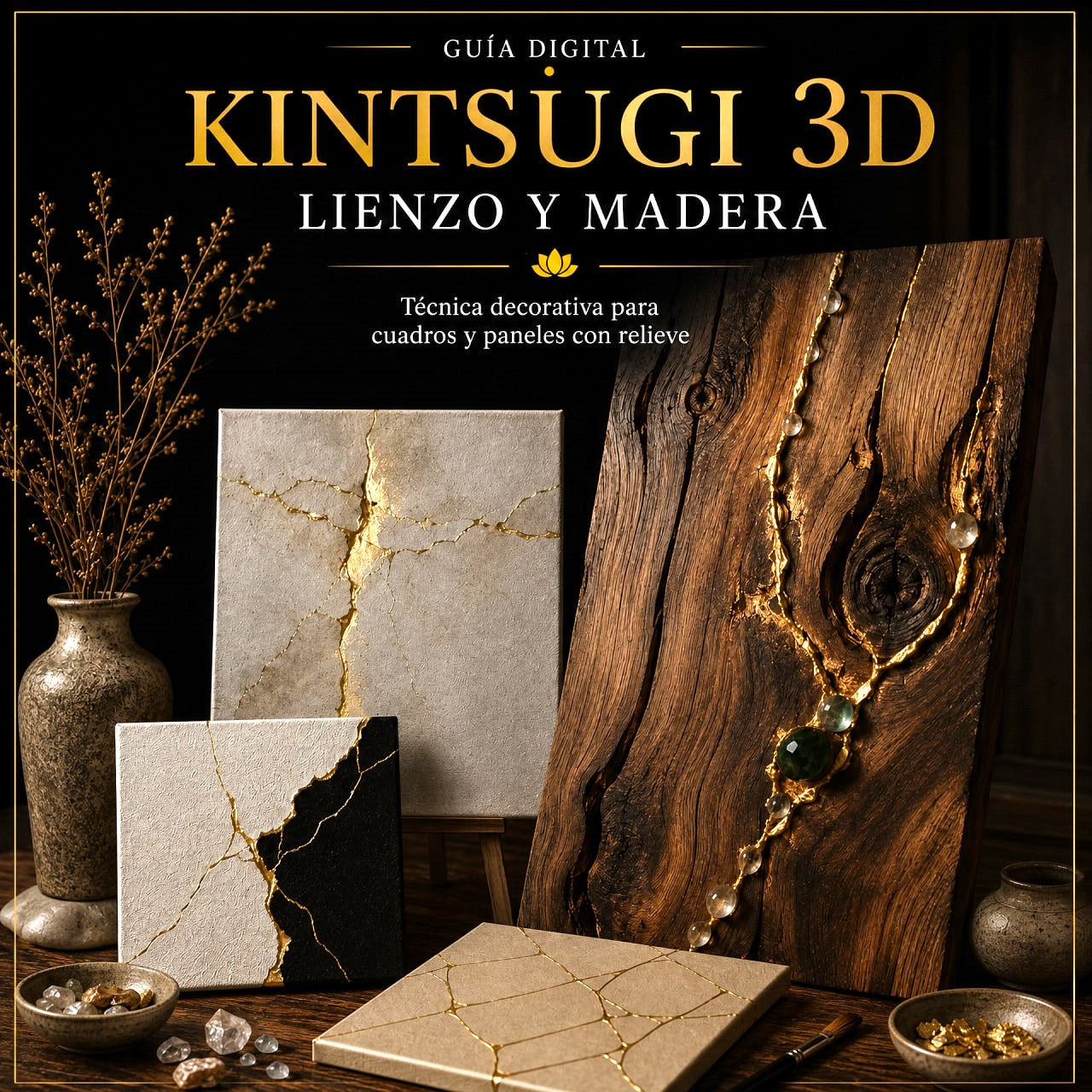 Kintsugi 3D en Lienzo y Madera